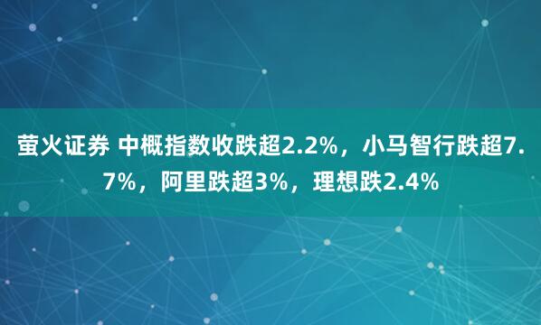 萤火证券 中概指数收跌超2.2%，小马智行跌超7.7%，阿里跌超3%，理想跌2.4%
